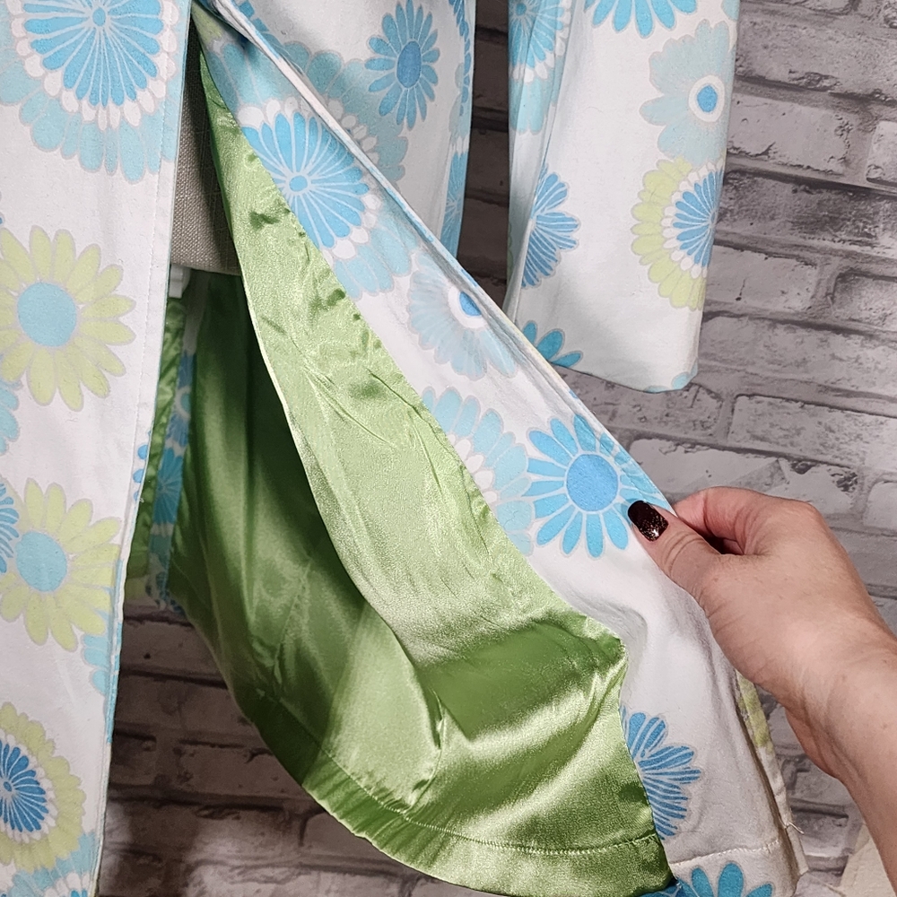 1 Madison Blue Green Floral Trench Coat - Picture 2 of 13
